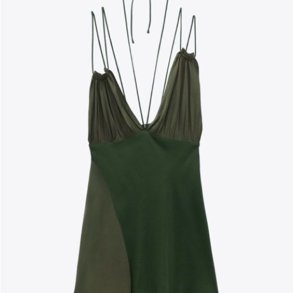 Zara green flowy tie dress - Picture 4 of 5